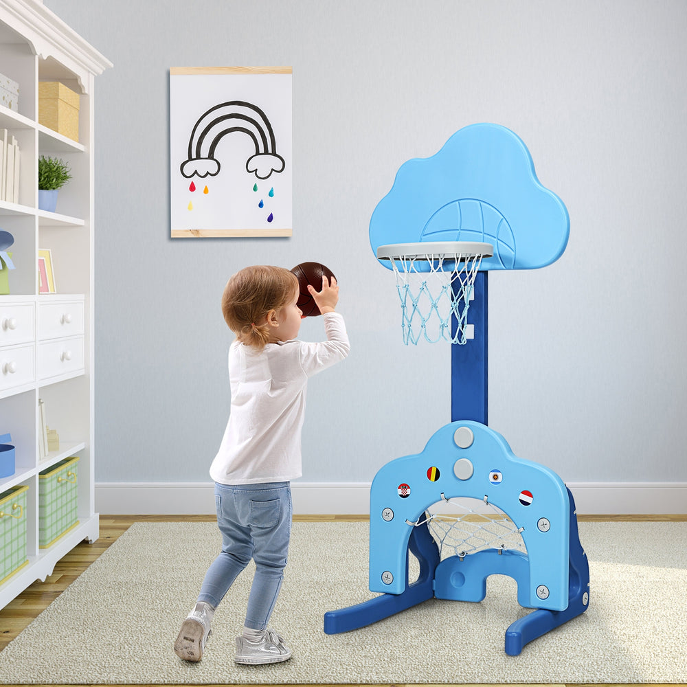 3-in-1 Kids Basketball Hoop Set with Balls-Blue - Gallery View 1 of 11