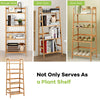4-tier bamboo plant rack with guardrails, stable design, suitable for living room or kitchen, space-saving storage.