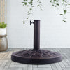 Heavy-duty 30lbs patio umbrella base with decorative bronze finish, designed for stability and rust resistance.