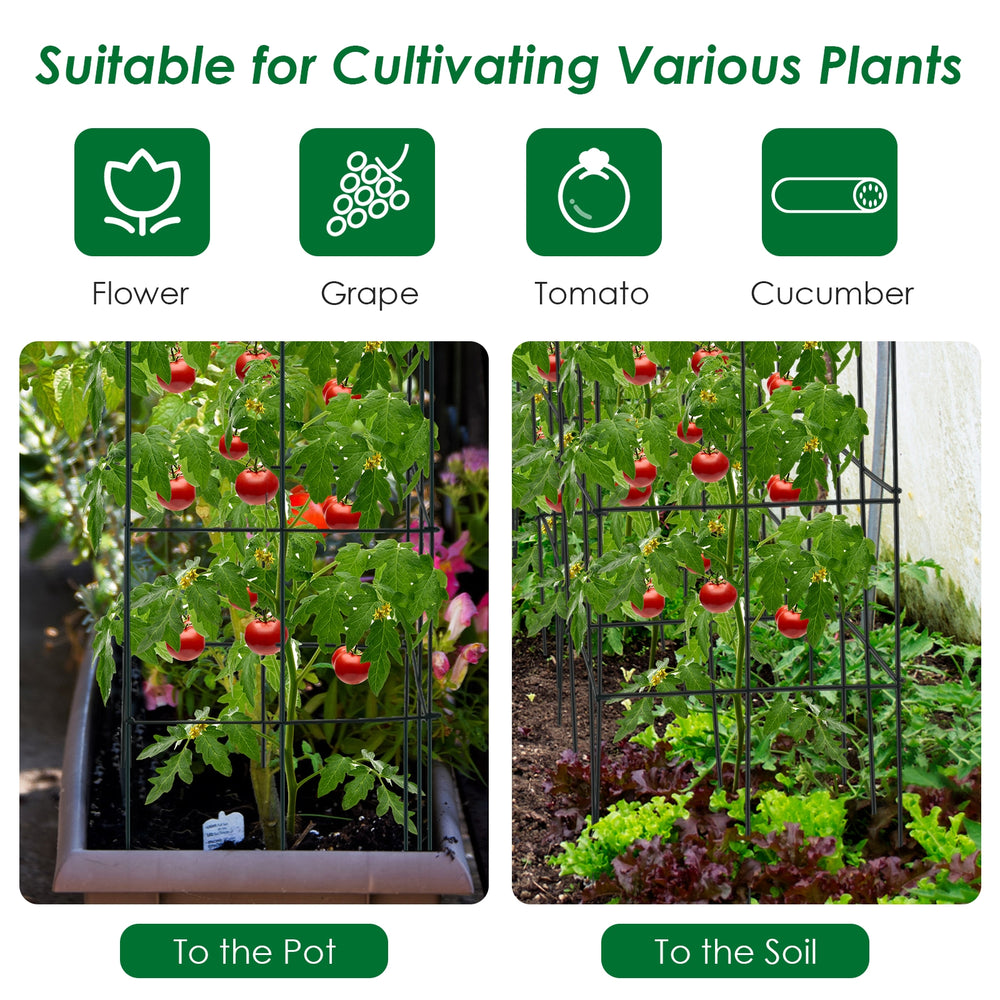 4 pack garden trellis for climbing plants, featuring a stable iron frame and elegant dark green design for vertical.