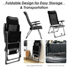 Portable black folding dining chair set with adjustable headrest, ideal for outdoor use and easy storage.