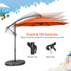 10 feet offset umbrella in orange with crank and tilt controls, featuring 8 sturdy ribs for adjustable shade.