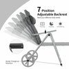 Adjustable backrest of the gray patio reclining chaise lounge with neck pillow, perfect for sunbathing or napping.