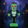 8.4 feet tall inflatable Frankenstein decoration featuring glowing red eyes and a vibrant LED rib cage for Halloween.
