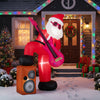 Inflatable Santa Claus playing guitar, 8.4 ft tall, with LED lights and sound-synced light effect for festive outdoor.