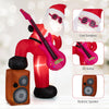 Inflatable Santa Claus with LED lights and sound-synced effects, featuring a guitar and speaker for festive outdoor.