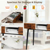 42-inch industrial console table with two drawers, featuring a sleek design for entryway storage and display.