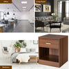 Brown nightstand featuring a storage drawer and open compartment, perfect for bedside or living room use.