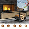 U-shaped 17-inch firewood rack made of heavy-duty steel, designed for indoor and outdoor wood storage and display.