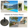 Patio market umbrella base stand with rattan design, 27 lbs, suitable for poolside, yard, or street use.