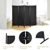 4-panel black room divider with durable polyester fabric and sturdy steel frame, ideal for indoor and outdoor privacy.