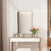 Rectangular 32x20 inch wall-mounted mirror with a golden metal frame, perfect for bathrooms or living rooms.