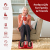 Therapeutic Shiatsu foot massager in red with remote control, designed for comfort and stability, perfect for home.