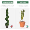 4 FT artificial spiral boxwood topiary in a cement-filled golden pot, perfect for indoor or outdoor decor.