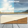 Rectangular outdoor gas fire pit table with a waterproof PVC cover, ideal for sun protection and extending service life.
