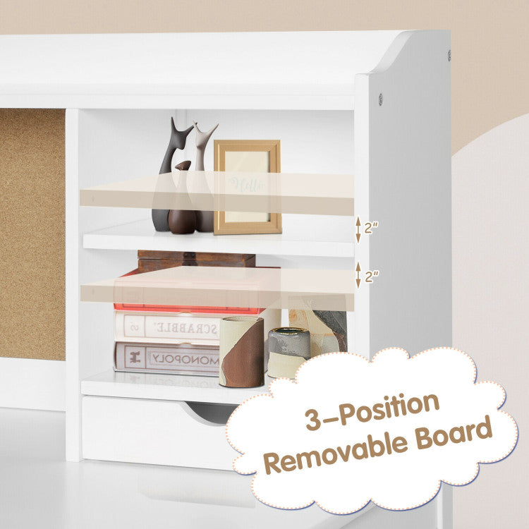 Costway Kids Desk and Chair Set Writing Desk with Hutch and Bookshelves New