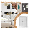 2-door white floor cabinet with adjustable shelves, perfect for bathroom or living room storage and organization.