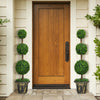 Artificial topiary triple ball tree plant in a cement-filled pot, perfect for indoor or outdoor decoration.