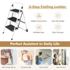 3-step folding ladder with handgrip and anti-slip platform, ideal for home use, easy to carry and store.
