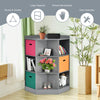 3-tier gray kids storage shelf corner cabinet with 3 colorful baskets, perfect for organizing toys and books in any.