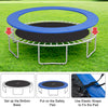 Blue waterproof trampoline safety pad with elastic straps for secure fit, designed for edge-to-edge protection and.
