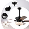 52-inch black ceiling fan with 5 reversible blades, remote control, and 3 wind speeds for versatile home decor.
