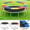 Multicolor 8 feet trampoline safety cover with thick EPE foam, waterproof PVC, and easy elastic strap attachment.
