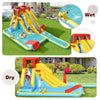 Inflatable Dual Slide Water Park with climbing wall, slides, and pool for outdoor fun, made from durable Oxford cloth.