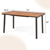 55-inch acacia wood patio dining table with umbrella hole, slatted surface, and rust-proof legs for outdoor gatherings.