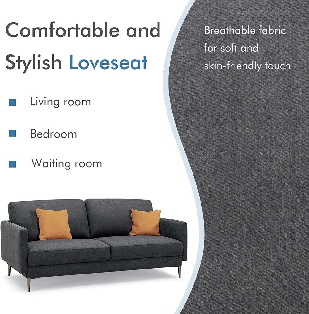 Costway Modern Loveseat with High-Density Backrest Cushions New