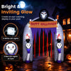 8.5 ft Halloween Haunted Reaper Archway with 9 white LED lights and 2 red LED lights for a spooky yard display.
