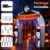 8.5 ft Halloween Haunted Reaper Archway with flowing curtains and LED lights, perfect for yard or party entrance decoration.