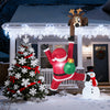 Climbing Santa Claus inflatable with reindeer, 8.5 feet tall, featuring LED lights for festive outdoor Christmas decor.