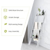 4-tier gray wall leaning ladder shelf made of pine wood, featuring ample storage for blankets and decor in any room.