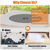34-inch square concrete propane fire pit table with lava rocks, 50,000 BTU, perfect for outdoor gatherings and warmth.