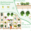 9-tier bamboo plant stand with hanging rack, designed for potted and vine plants, suitable for indoor and outdoor use.