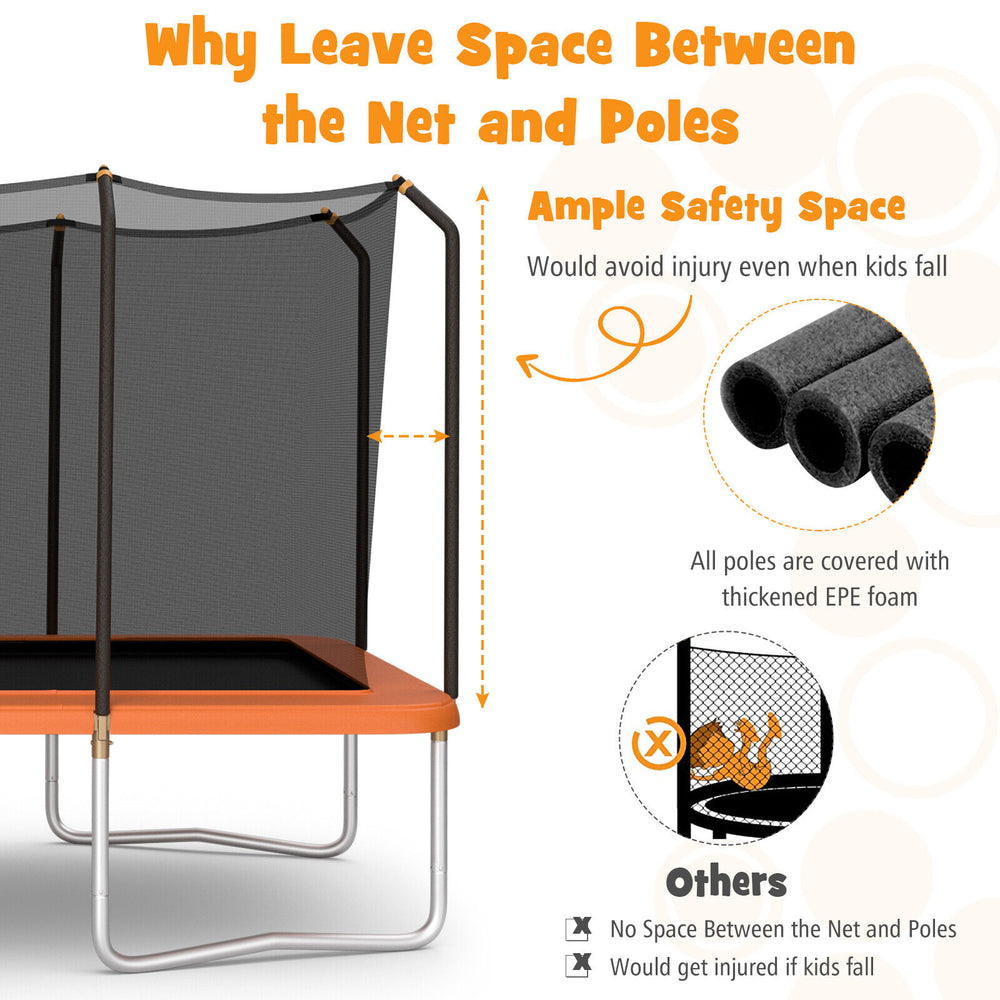 Costway Rectangular Trampoline 8' x 14' with Safety Enclosure Net and Ladder New