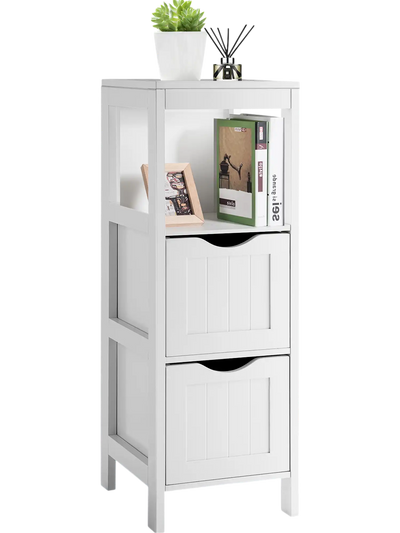 Costway Freestanding Bathroom Storage Cabinet 2 Removable Drawers White 92754380 New