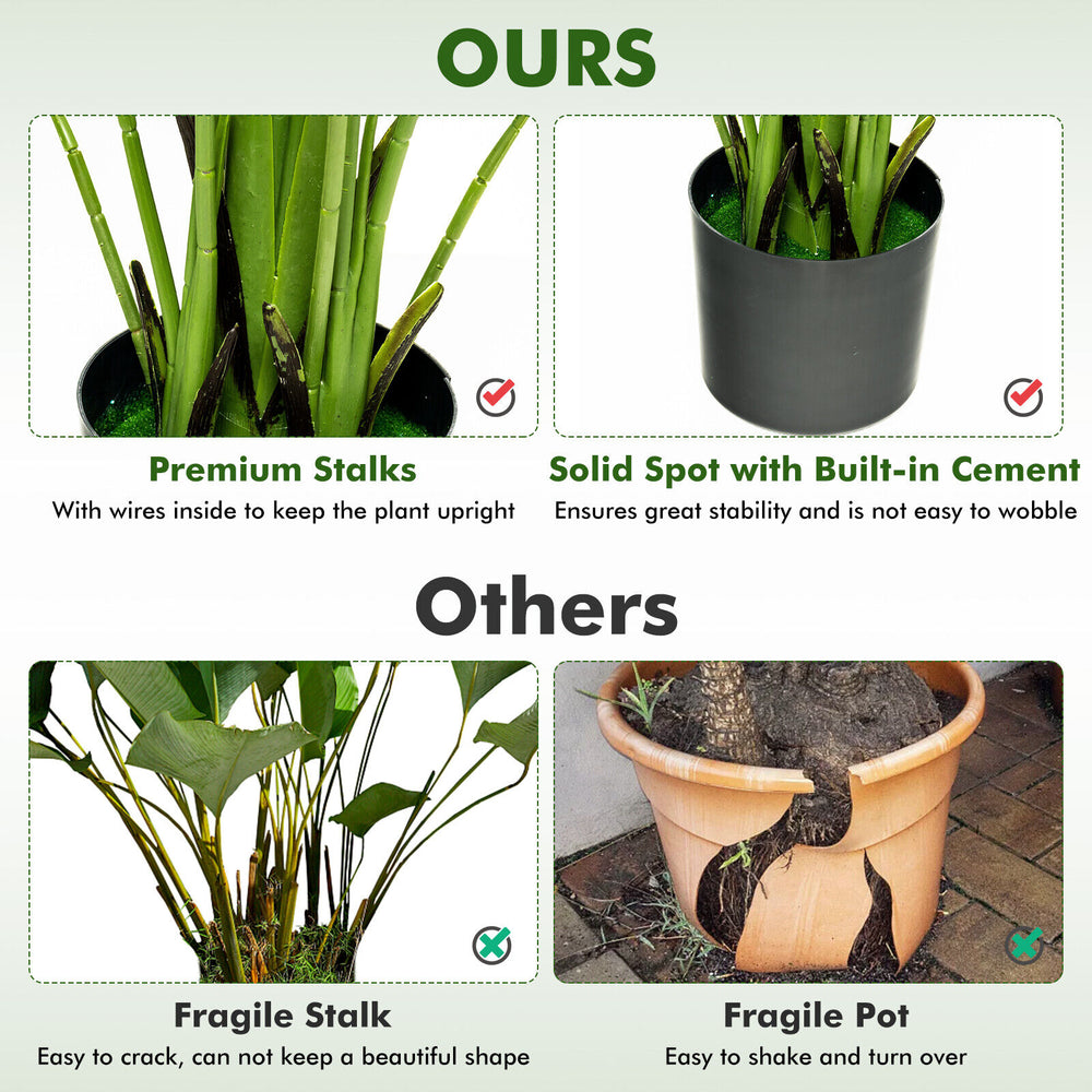 5 feet artificial monstera tree set with 15 large leaves and sturdy trunks, perfect for indoor or outdoor decoration.