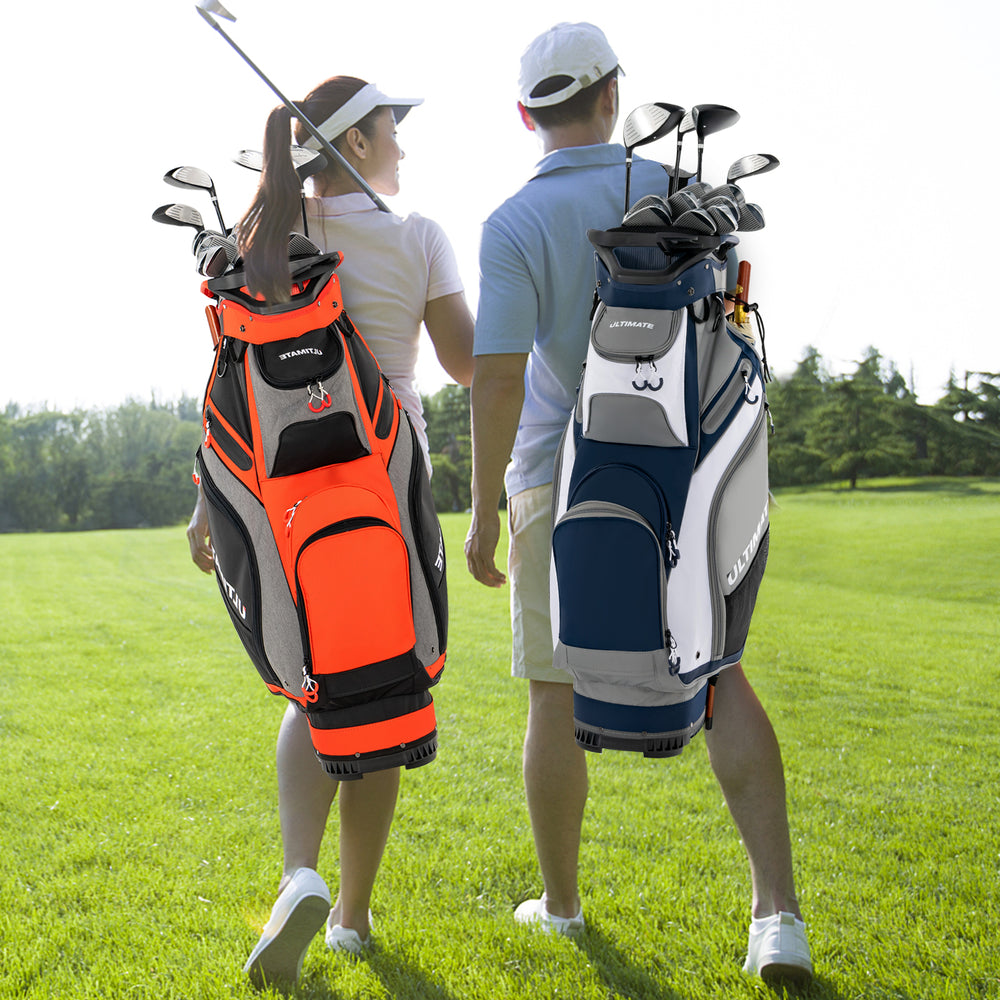 10.5 Inch Golf Stand Bag with 14 Way Dividers and 7 Zippered Pockets-Orange - Gallery View 1 of 8