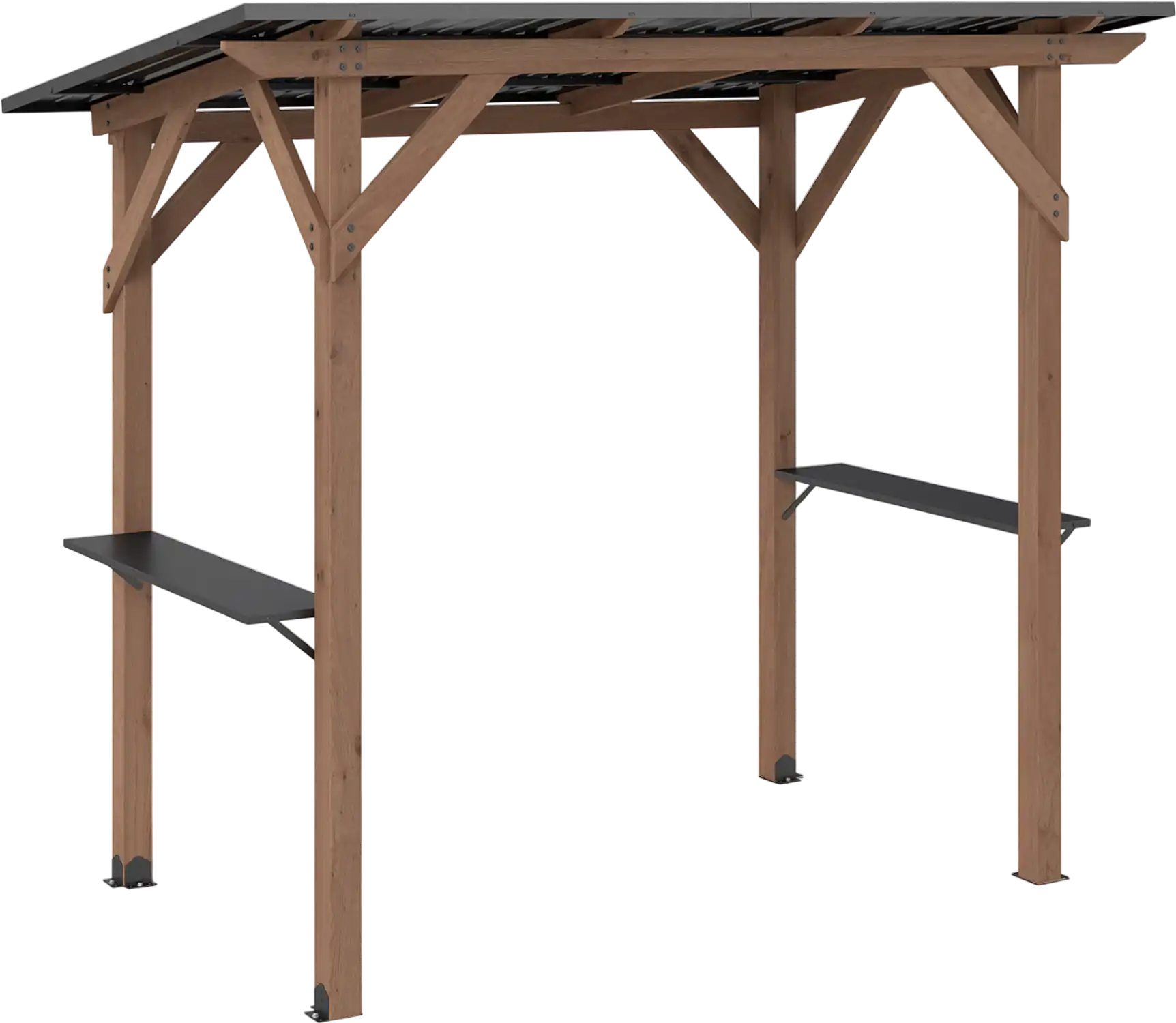 Costway 8.6' x 5' Cedar Wood Grill Gazebo BBQ w/ 2 Side Shelves 32921204 New