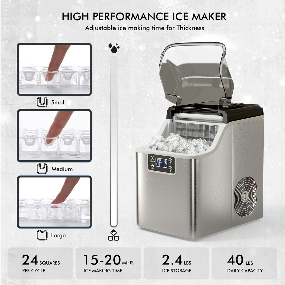Costway Countertop Ice Maker 40lbs Ice per Day with 2.4lbs Storage New