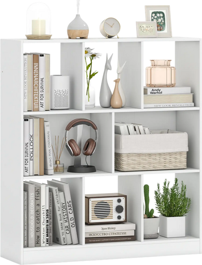 Costway 8-Cube 3-Tier Bookcase w/ 2-Sized Compartments & Anti-Tip Kits 89339865 New