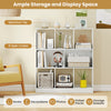 Modern 8-cube bookcase in rustic brown and white, perfect for organizing books, plants, and decorations in any room.