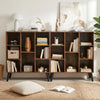 Rustic brown 8-cube bookcase with raised support legs, featuring ample storage for books and decor in the living room.