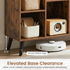 8-cube bookcase in rustic brown with raised support legs, providing clearance for robotic vacuums and easy floor cleaning.