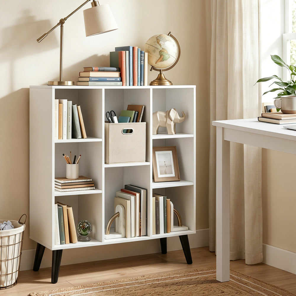 8-Cube Bookcase with Raised Support Legs for Living Room-White - Gallery View 1 of 9