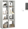 8-cube bookshelf in white with back guardrail, perfect for storing books and decor in living room or bedroom.