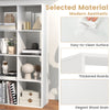 8-cube bookshelf in white with elegant wood grain, featuring easy-to-clean surface and thickened boards for durability.