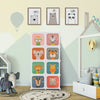 8-cube kids wardrobe closet in a playful design, featuring durable PP material and cartoon-patterned doors for storage.